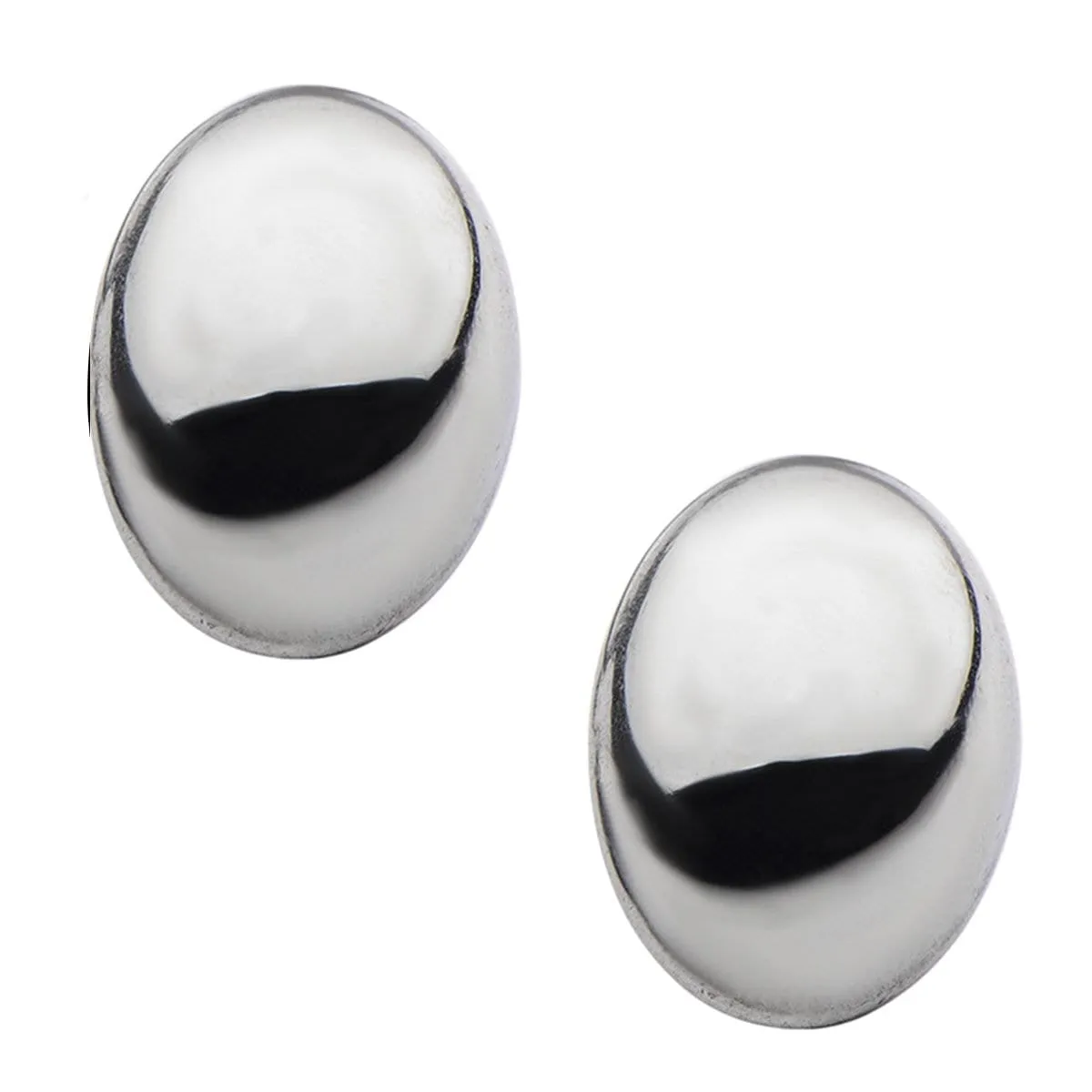 Silver Tone Stainless Steel Large Oval Dome Studs