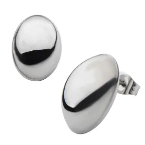 Silver Tone Stainless Steel Large Oval Dome Studs