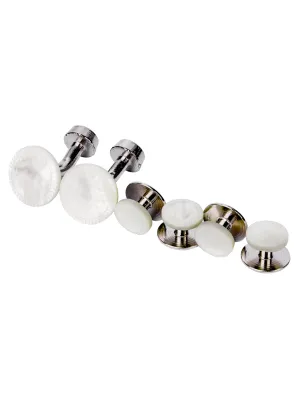 Silver White Mother Of Pearl Cufflink And Stud Set