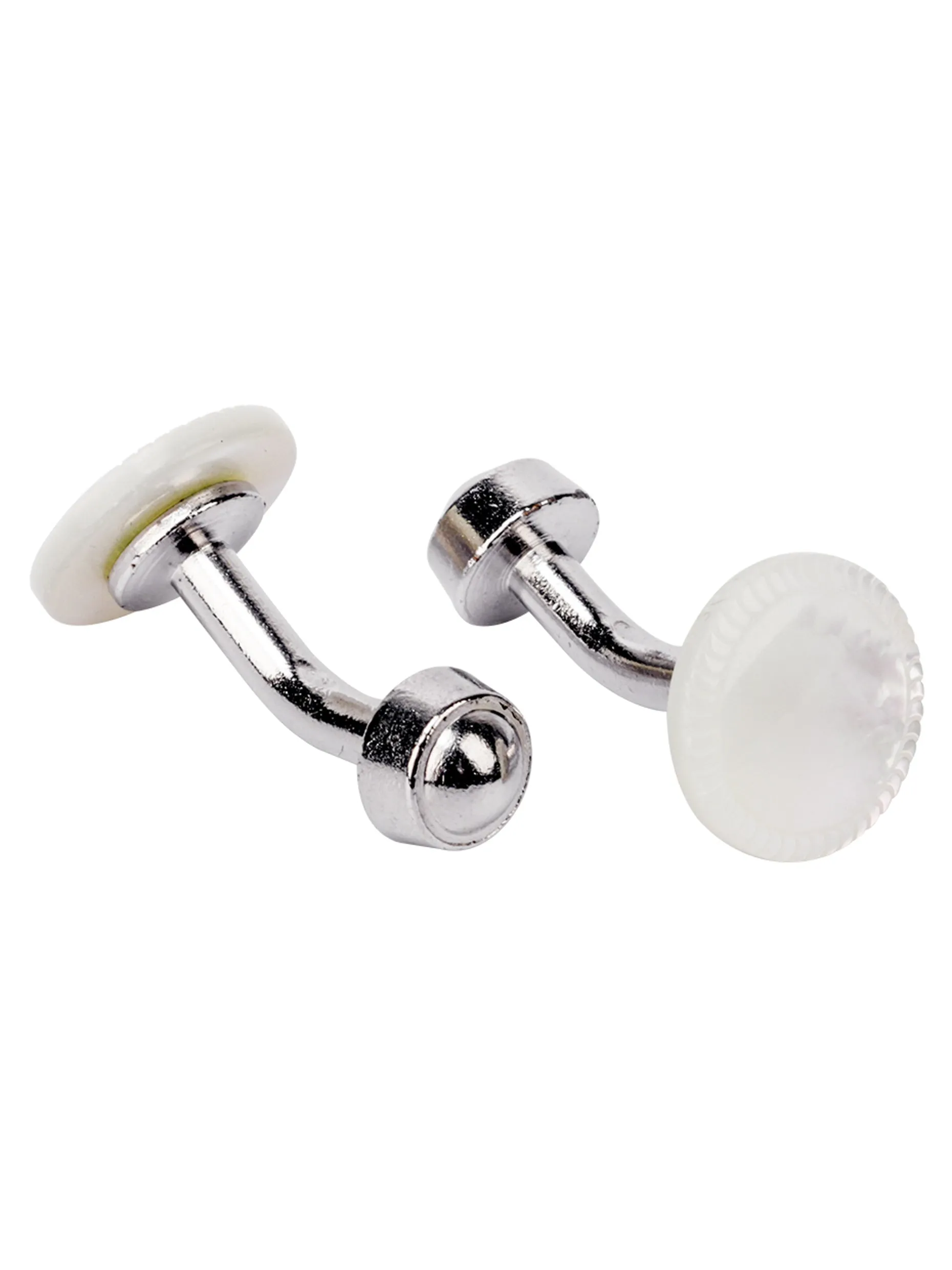 Silver White Mother Of Pearl Cufflink And Stud Set