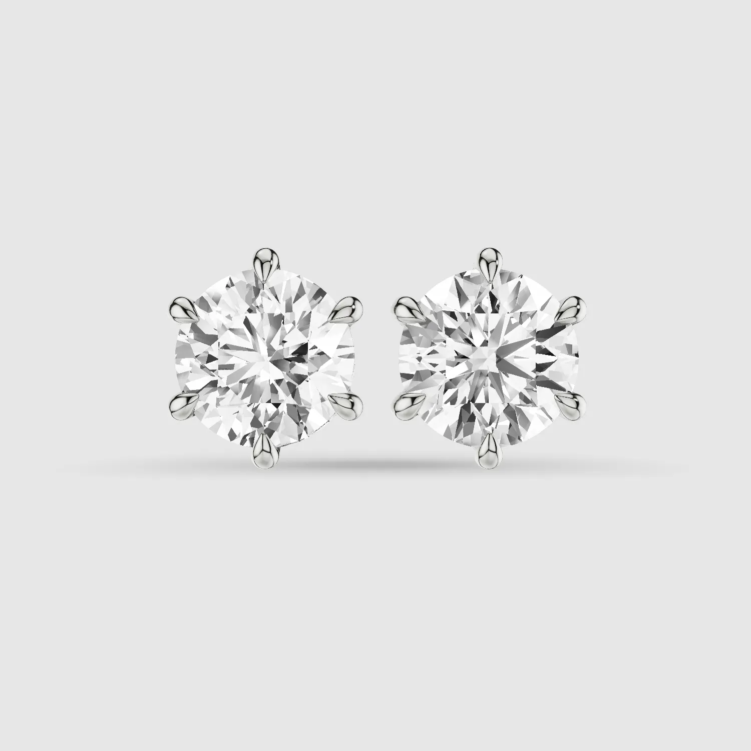 Six-Prong Solitaire Lab Grown Diamond Studs-Round