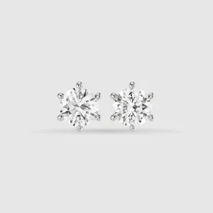 Six-Prong Solitaire Lab Grown Diamond Studs-Round