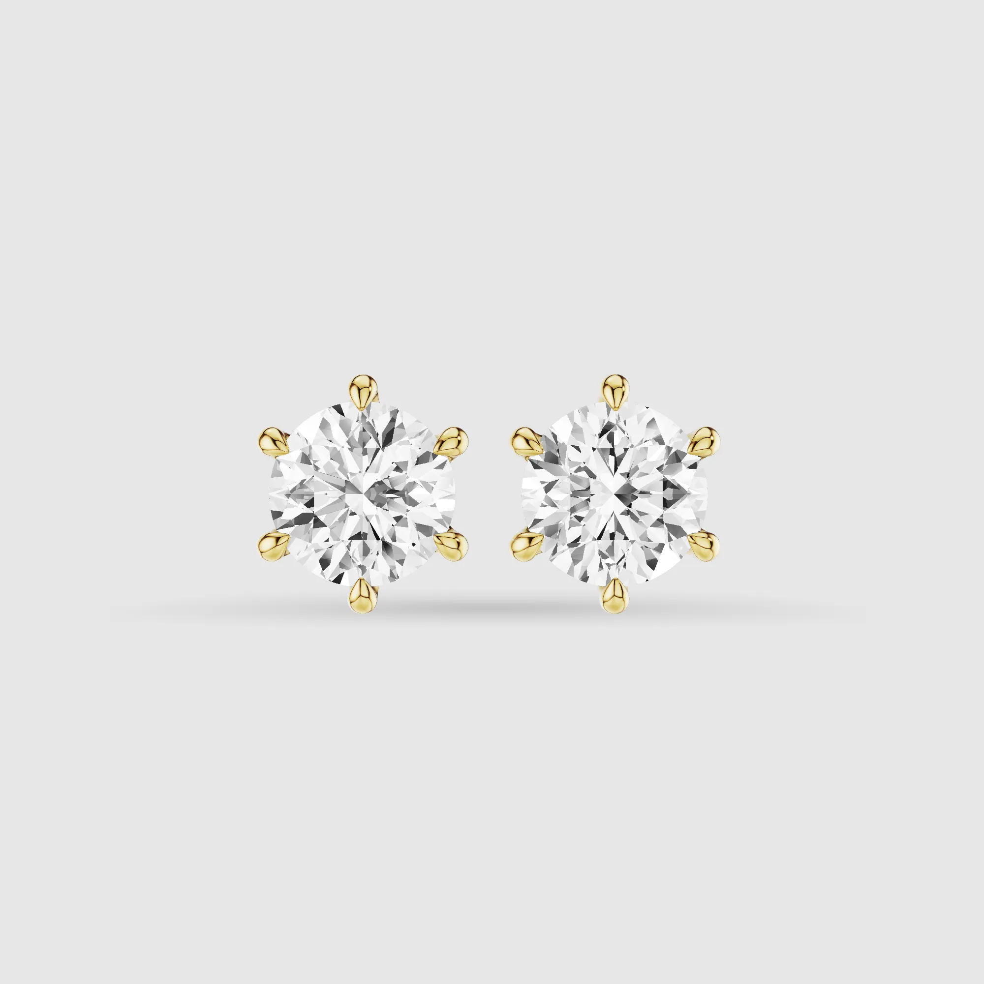 Six-Prong Solitaire Lab Grown Diamond Studs-Round
