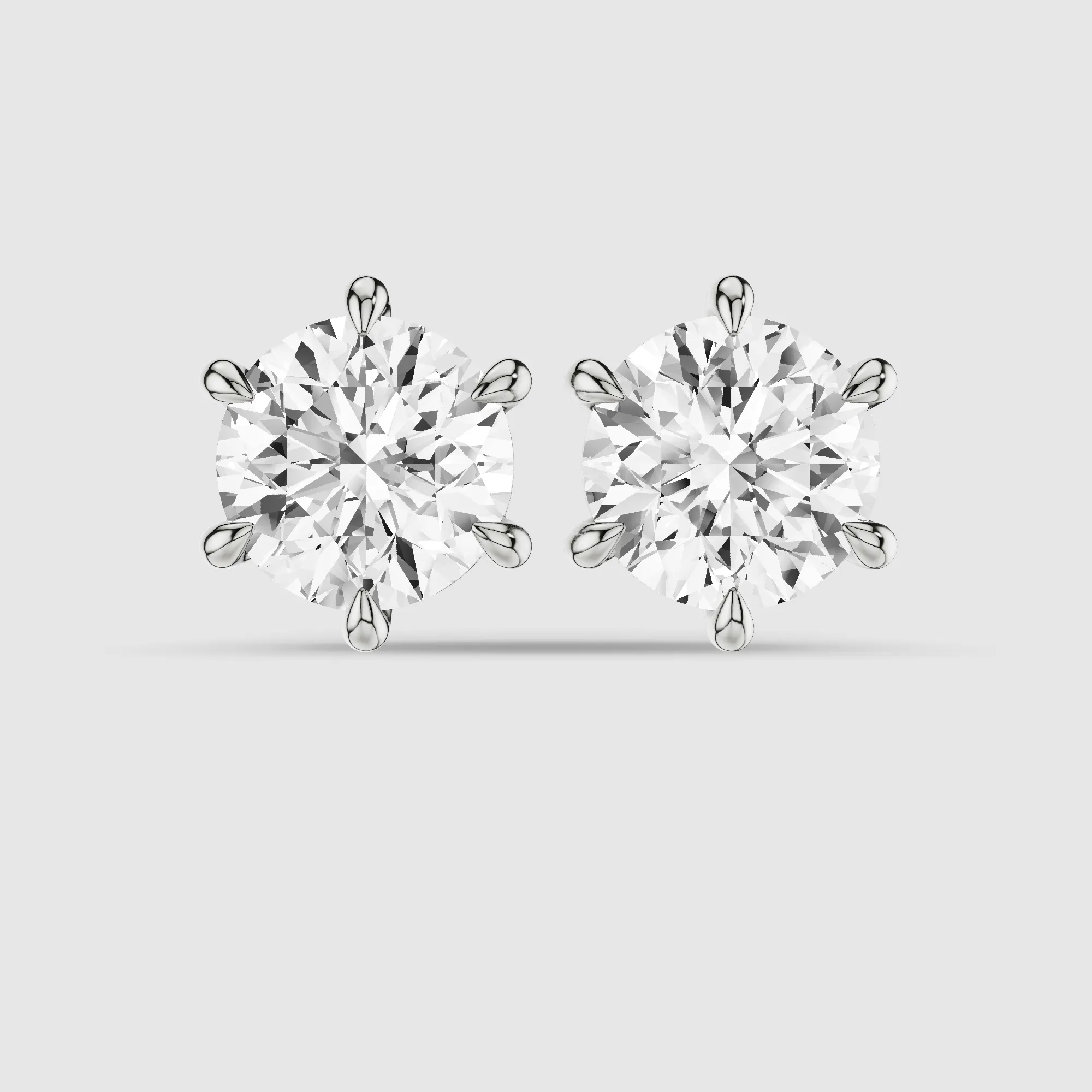 Six-Prong Solitaire Lab Grown Diamond Studs-Round