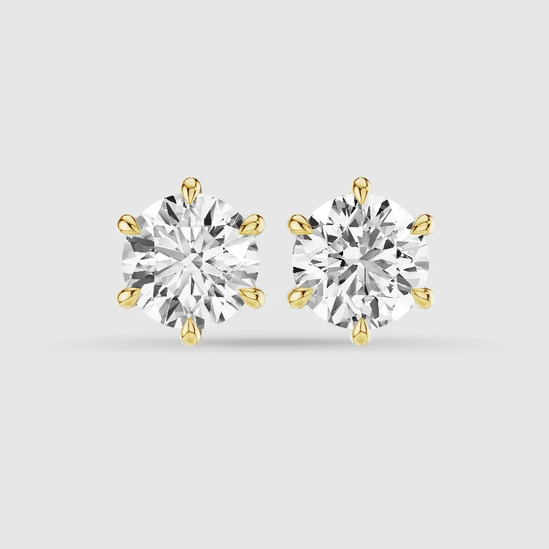 Six-Prong Solitaire Lab Grown Diamond Studs-Round
