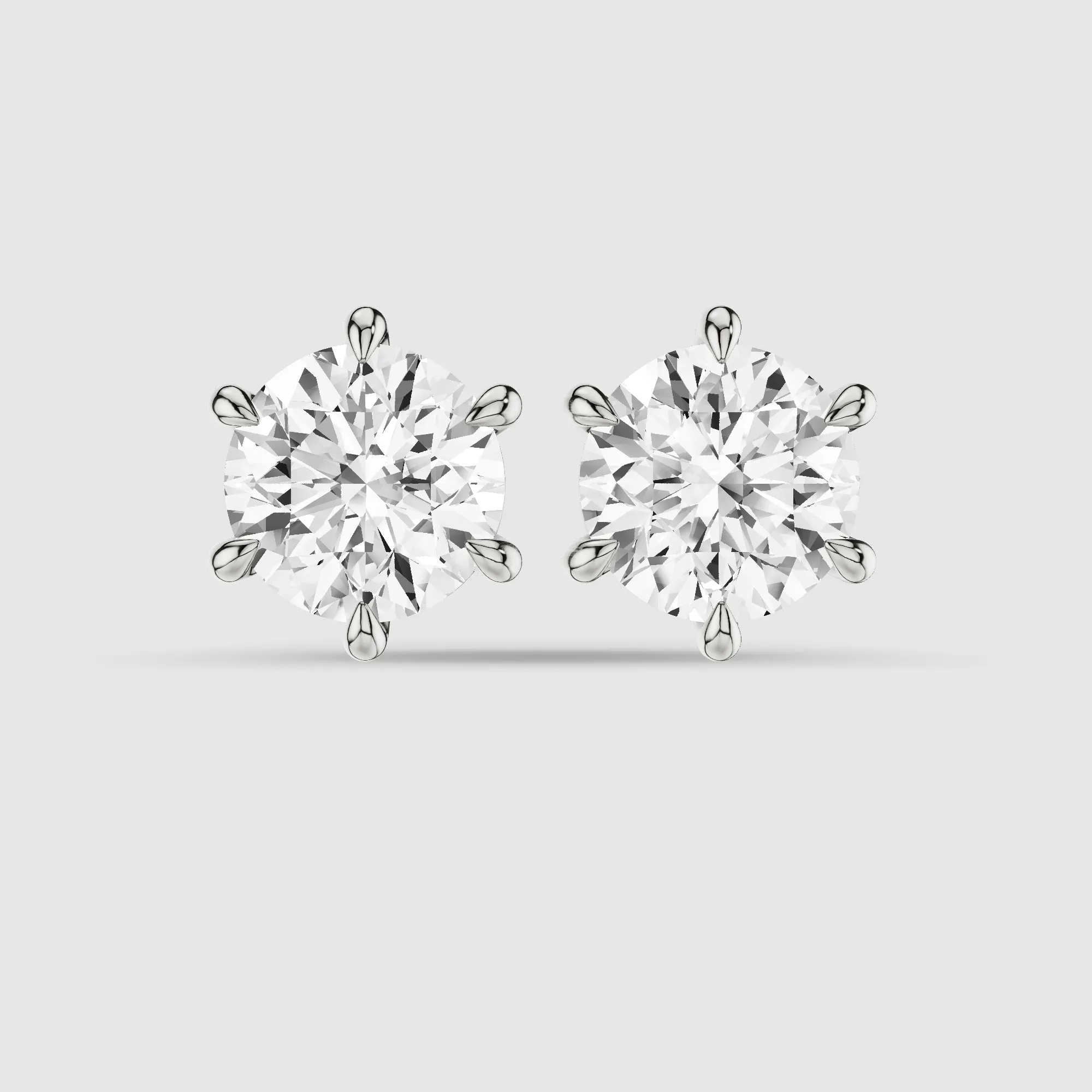 Six-Prong Solitaire Lab Grown Diamond Studs-Round