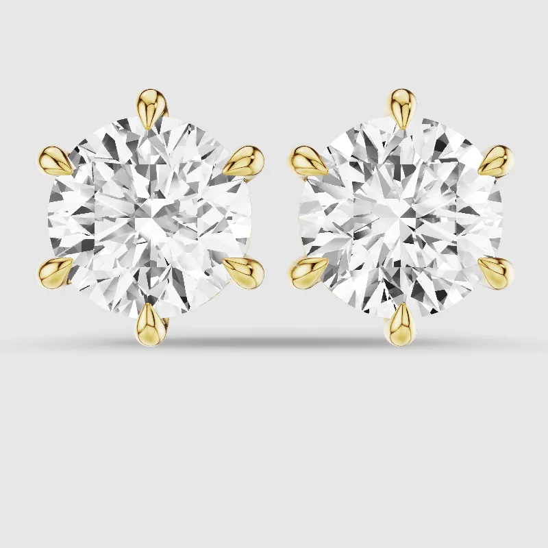 Six-Prong Solitaire Lab Grown Diamond Studs-Round