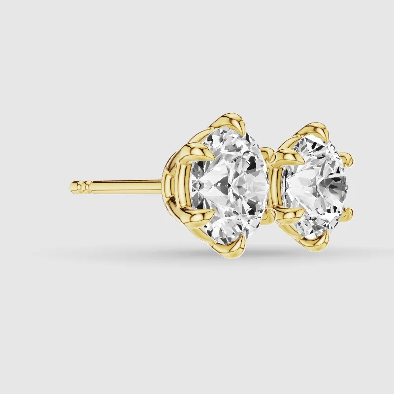 Six-Prong Solitaire Lab Grown Diamond Studs-Round