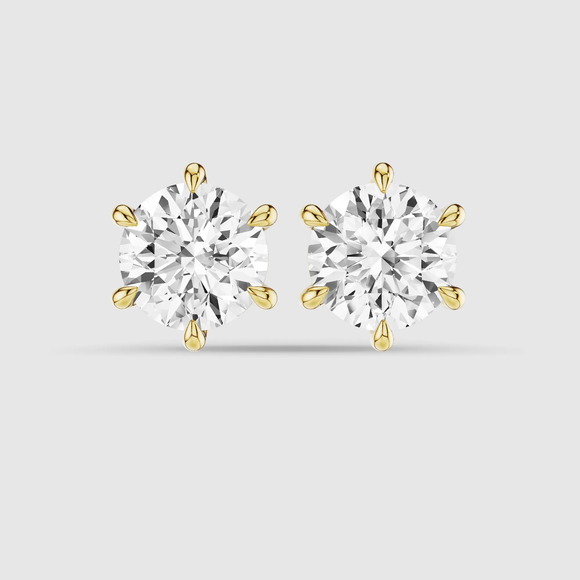 Six-Prong Solitaire Lab Grown Diamond Studs-Round