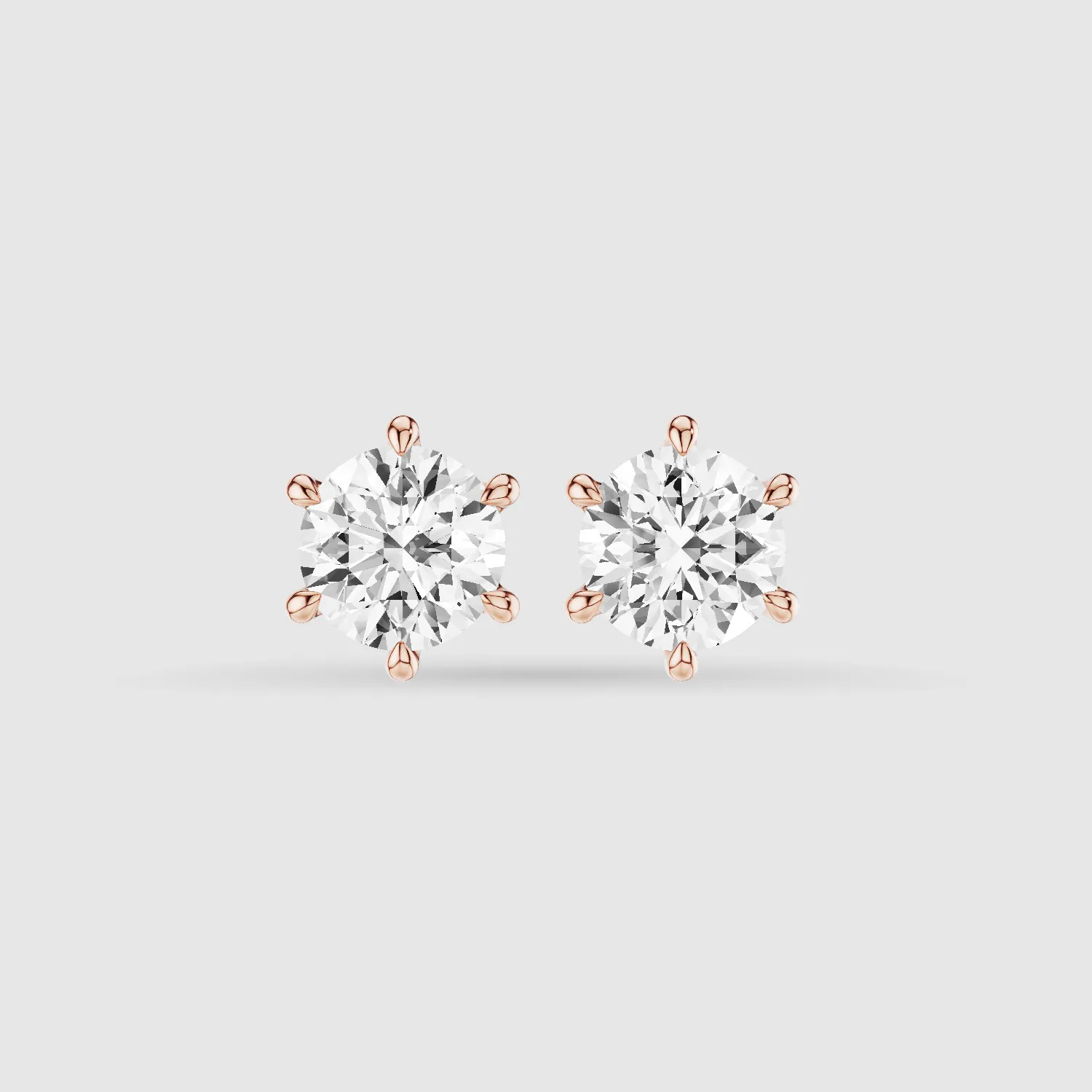 Six-Prong Solitaire Lab Grown Diamond Studs-Round