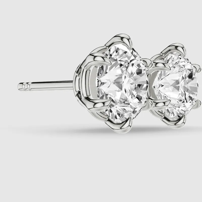 Six-Prong Solitaire Lab Grown Diamond Studs-Round