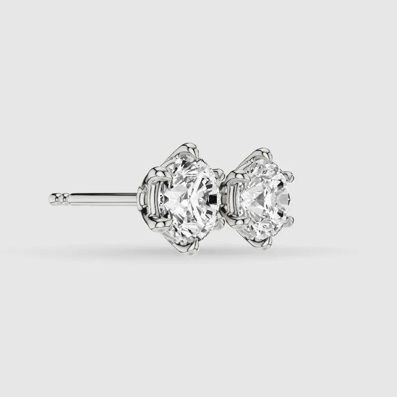 Six-Prong Solitaire Lab Grown Diamond Studs-Round