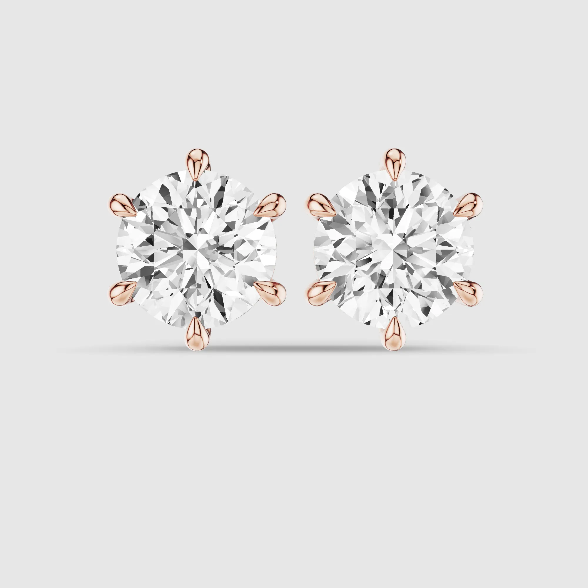 Six-Prong Solitaire Lab Grown Diamond Studs-Round