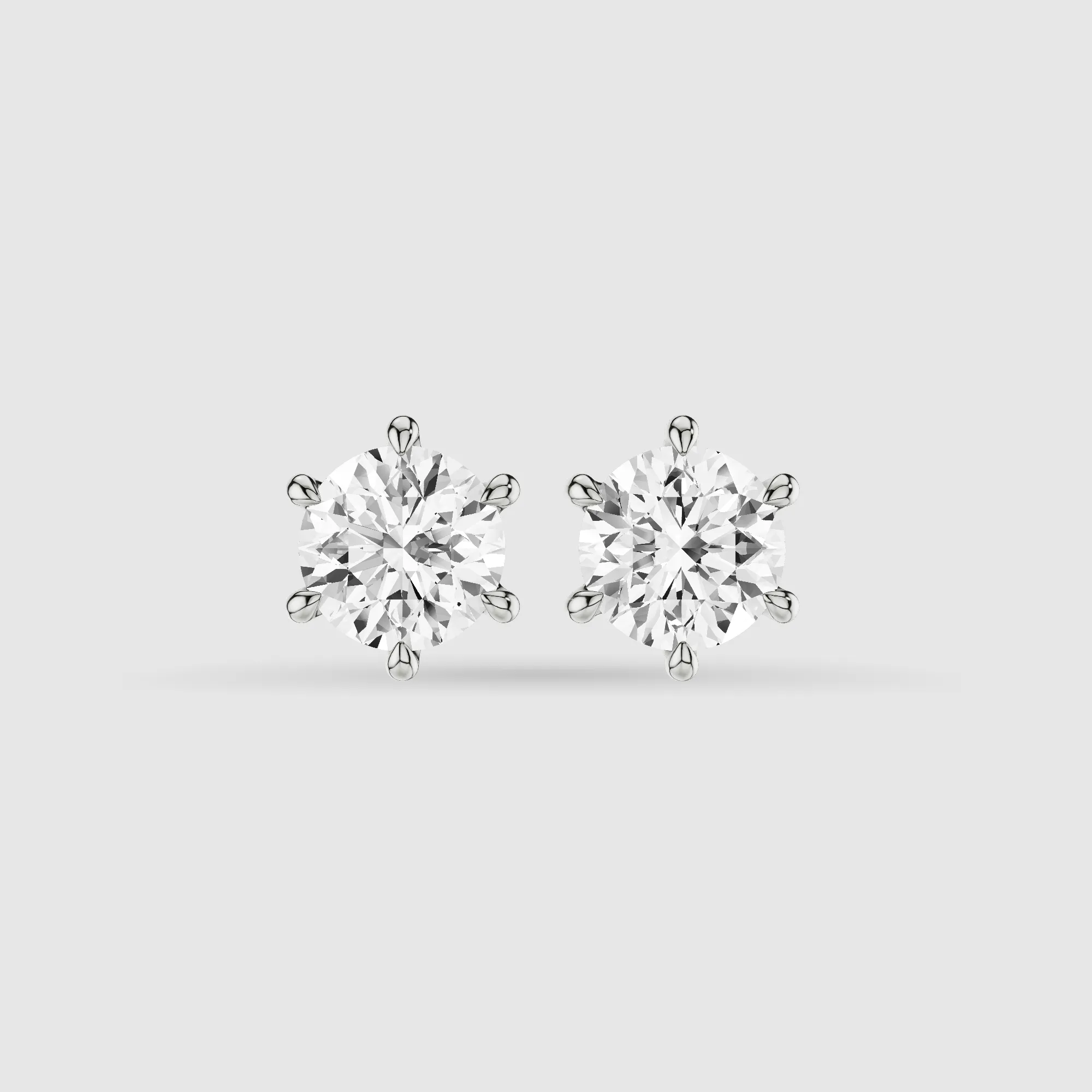 Six-Prong Solitaire Lab Grown Diamond Studs-Round