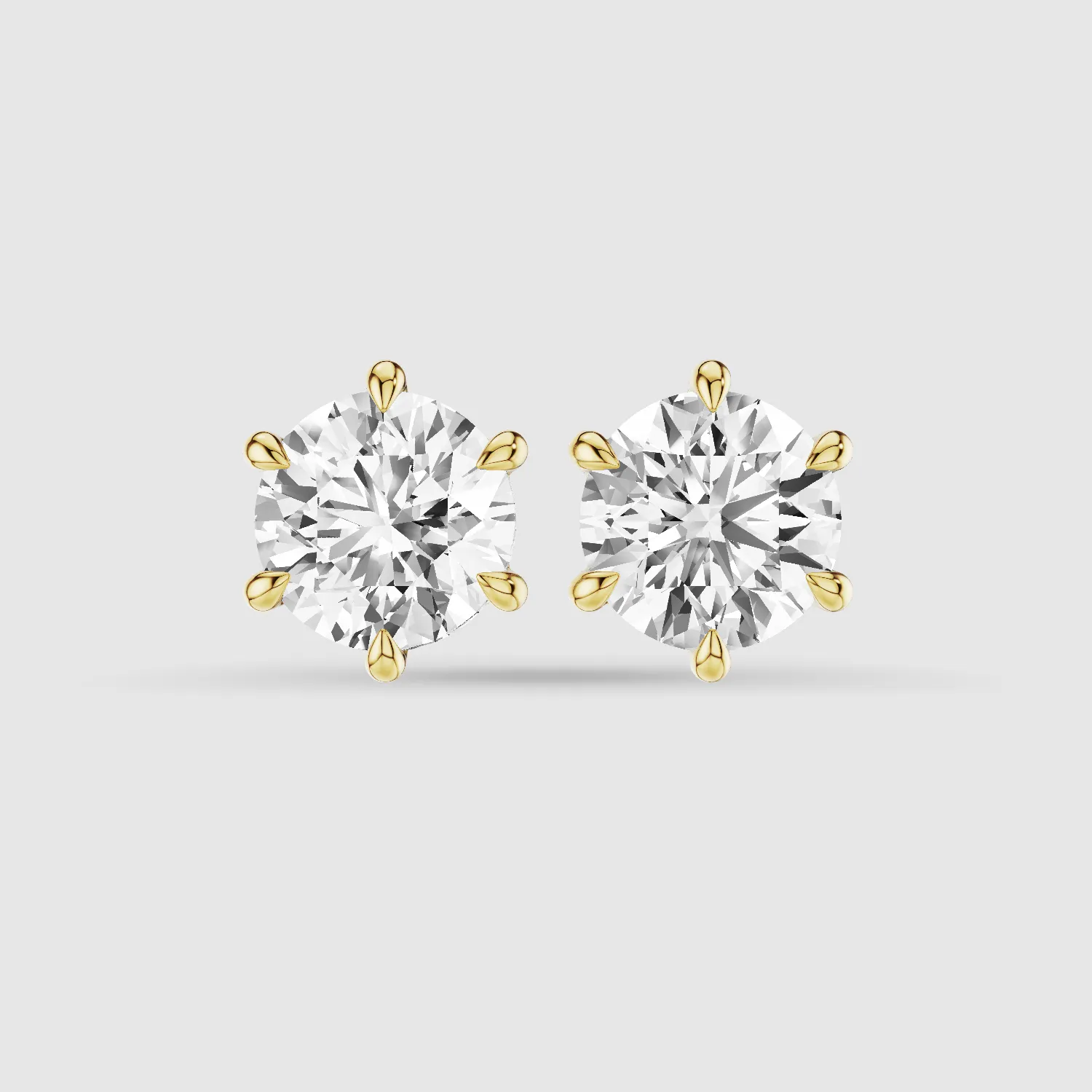 Six-Prong Solitaire Lab Grown Diamond Studs-Round