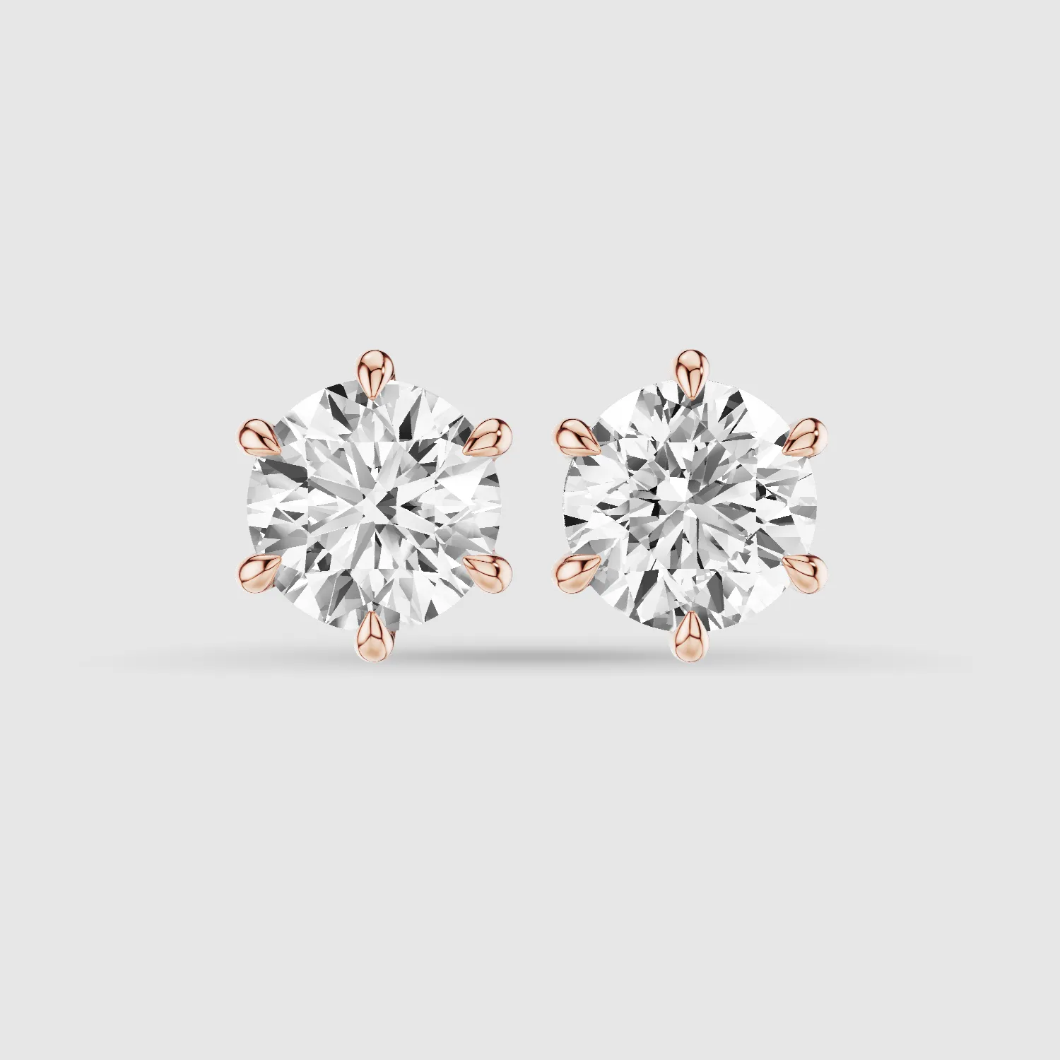 Six-Prong Solitaire Lab Grown Diamond Studs-Round