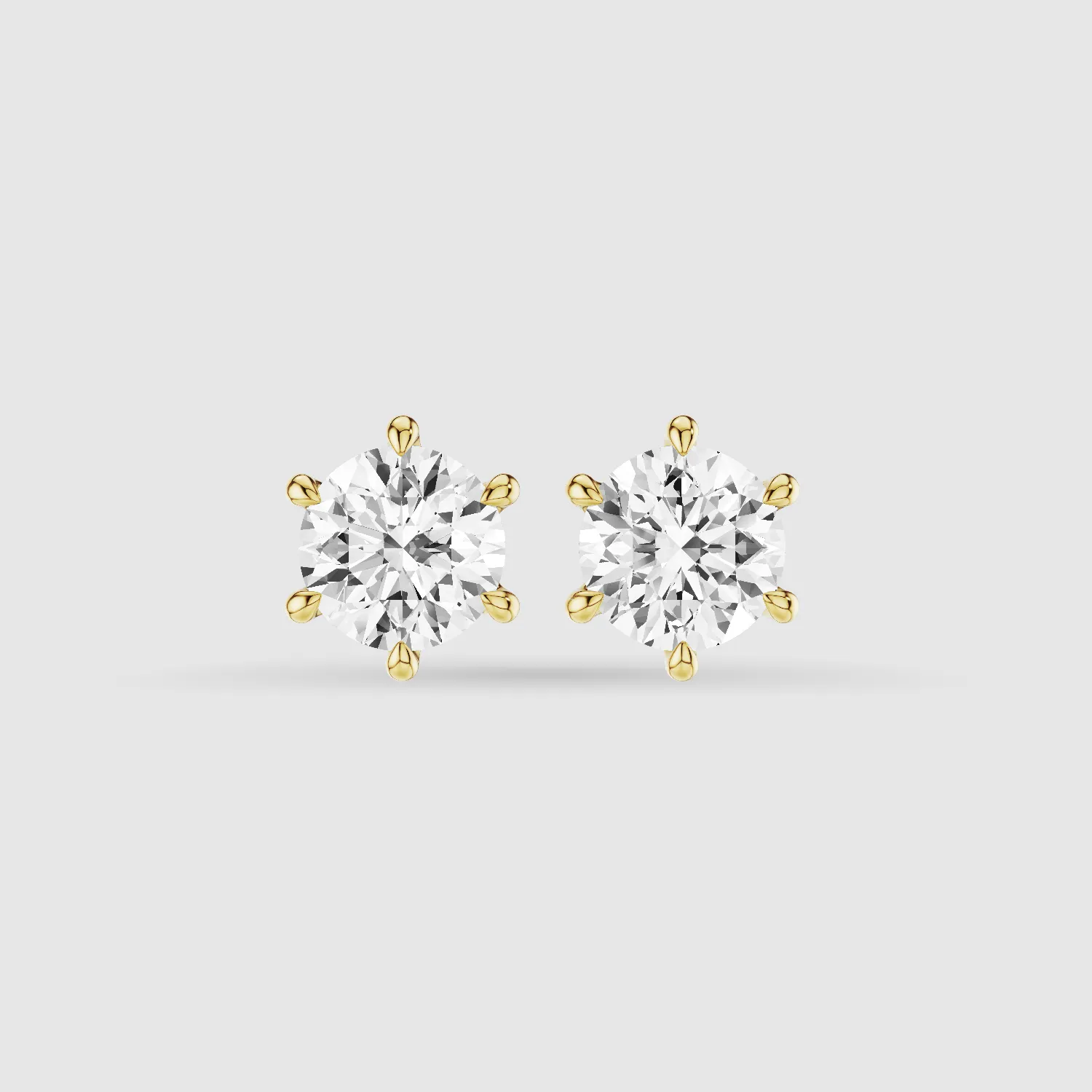 Six-Prong Solitaire Lab Grown Diamond Studs-Round