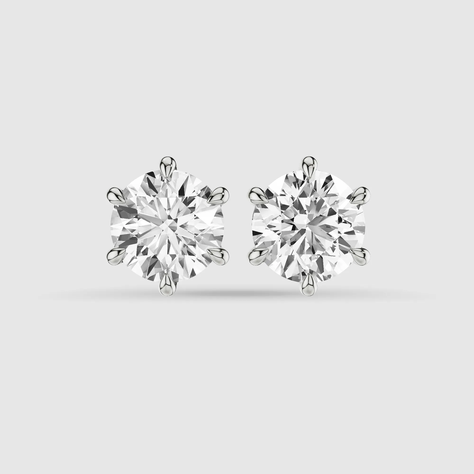 Six-Prong Solitaire Lab Grown Diamond Studs-Round