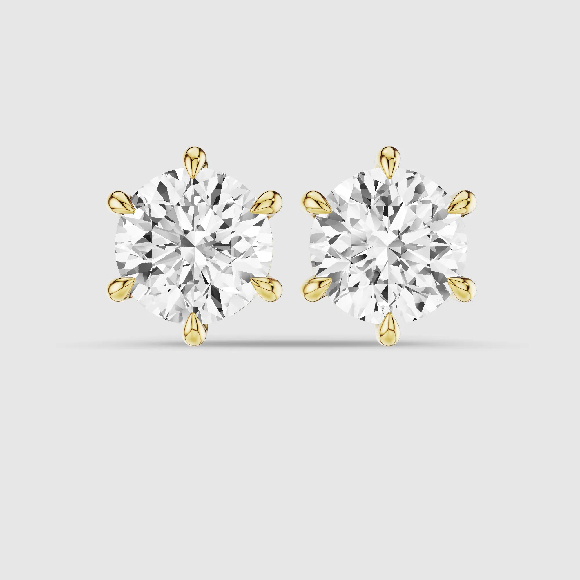 Six-Prong Solitaire Lab Grown Diamond Studs-Round