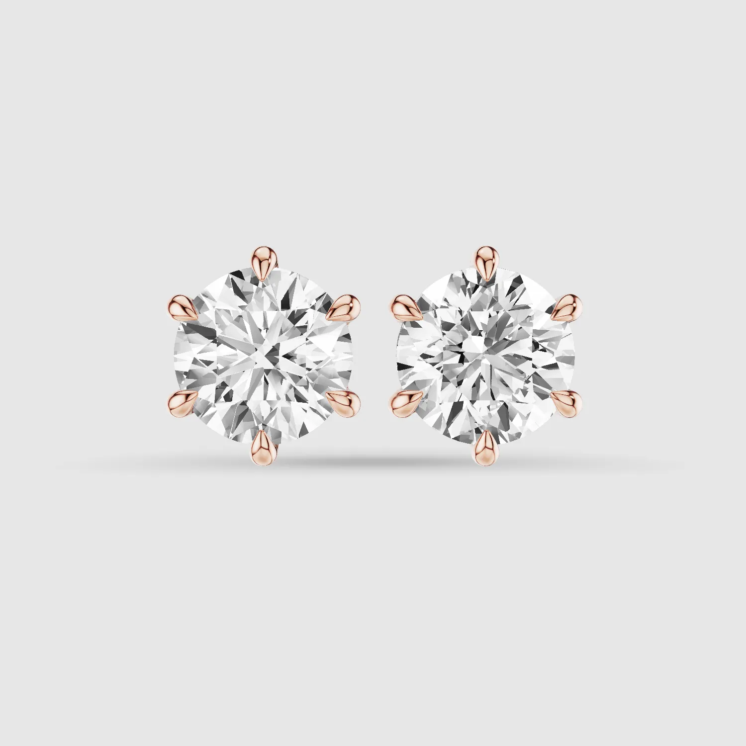 Six-Prong Solitaire Lab Grown Diamond Studs-Round