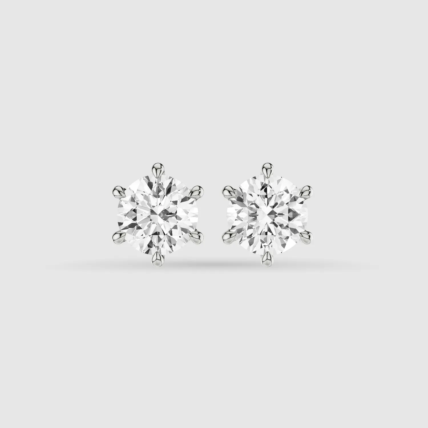 Six-Prong Solitaire Lab Grown Diamond Studs-Round