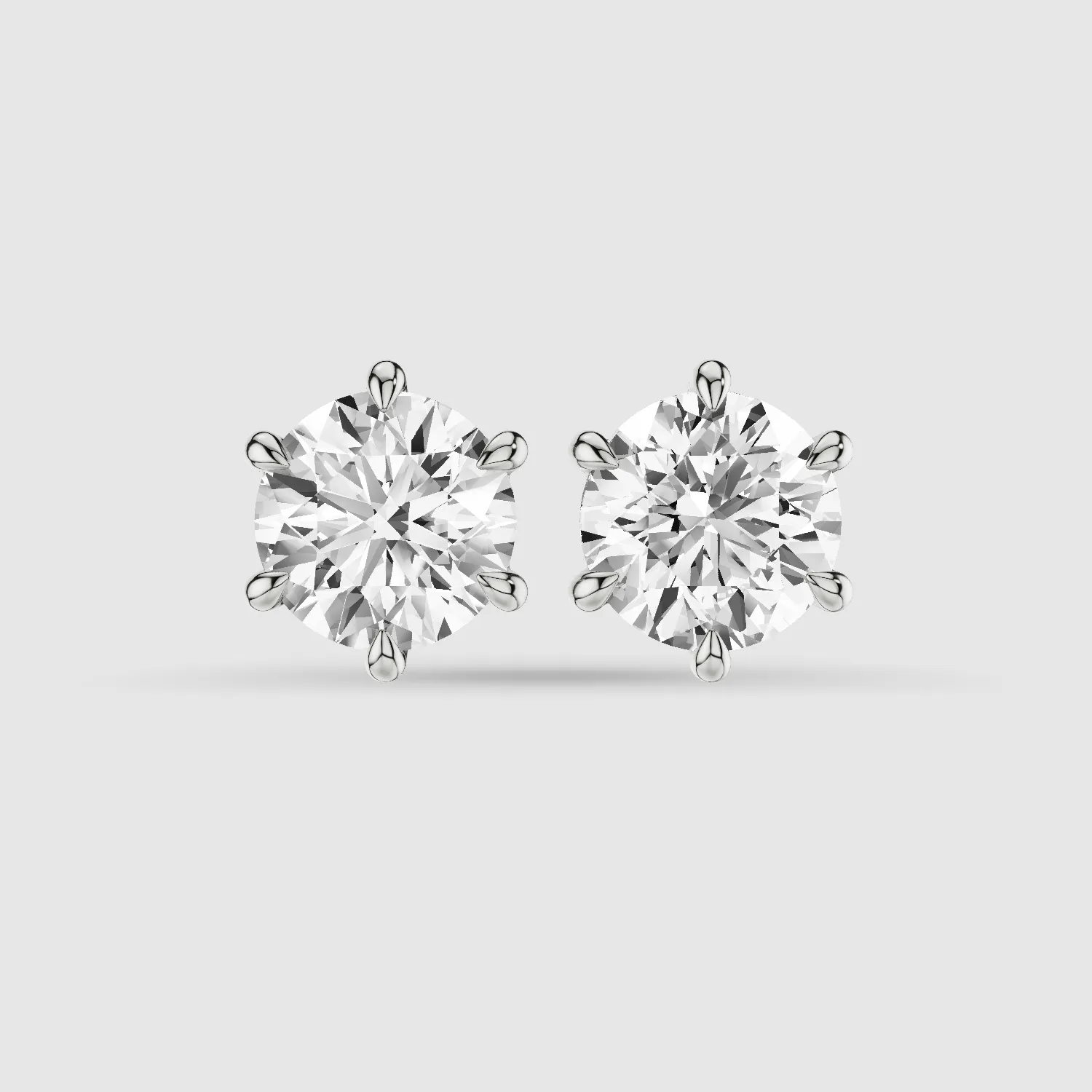 Six-Prong Solitaire Lab Grown Diamond Studs-Round