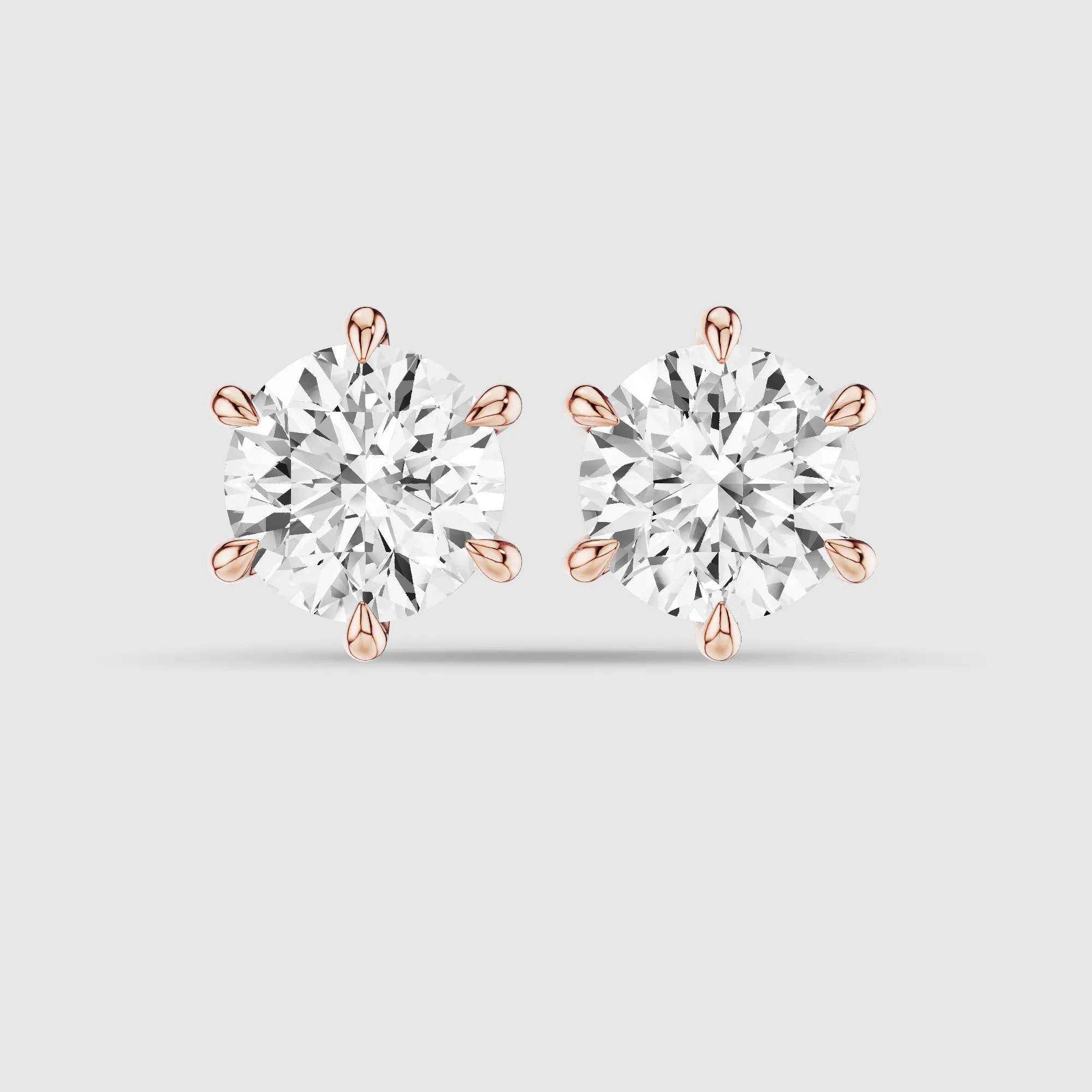 Six-Prong Solitaire Lab Grown Diamond Studs-Round