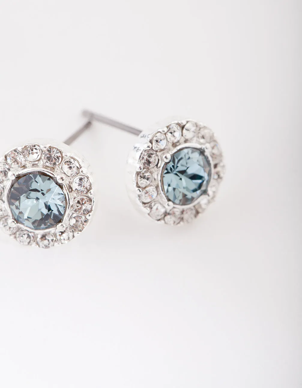 Sky Blue Swarovski Halo Stud Earring