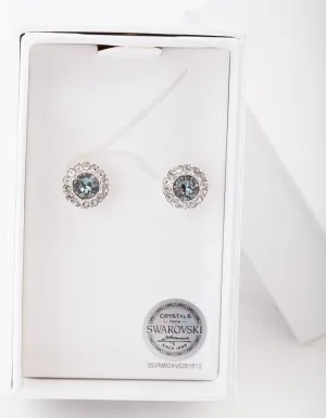 Sky Blue Swarovski Halo Stud Earring