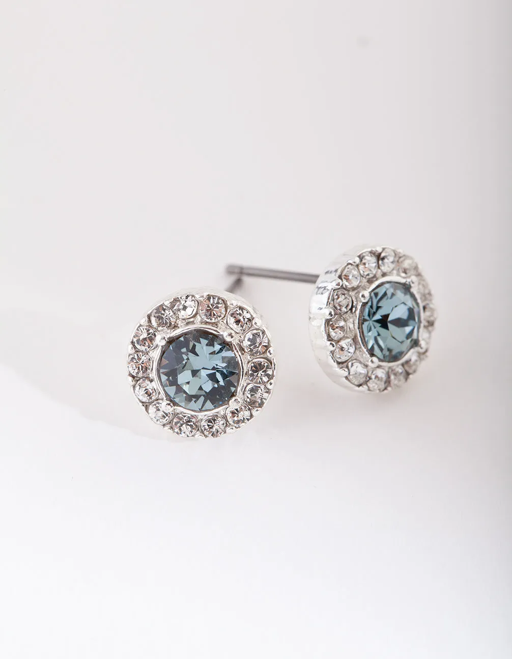Sky Blue Swarovski Halo Stud Earring