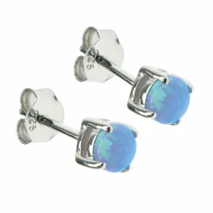 Sky Opal Circle Solid 925 Sterling Silver Stud Earrings