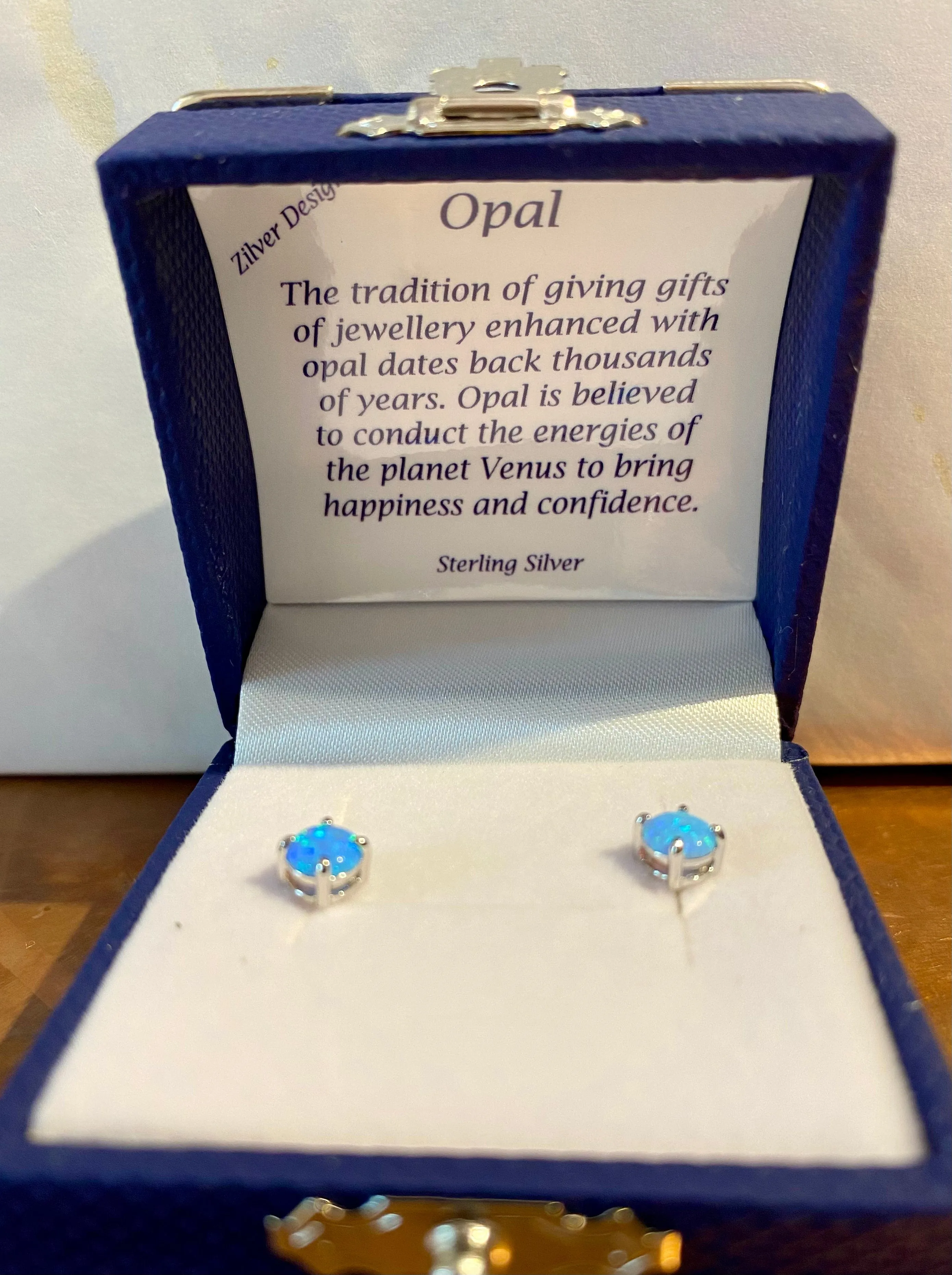 Sky Opal Circle Solid 925 Sterling Silver Stud Earrings