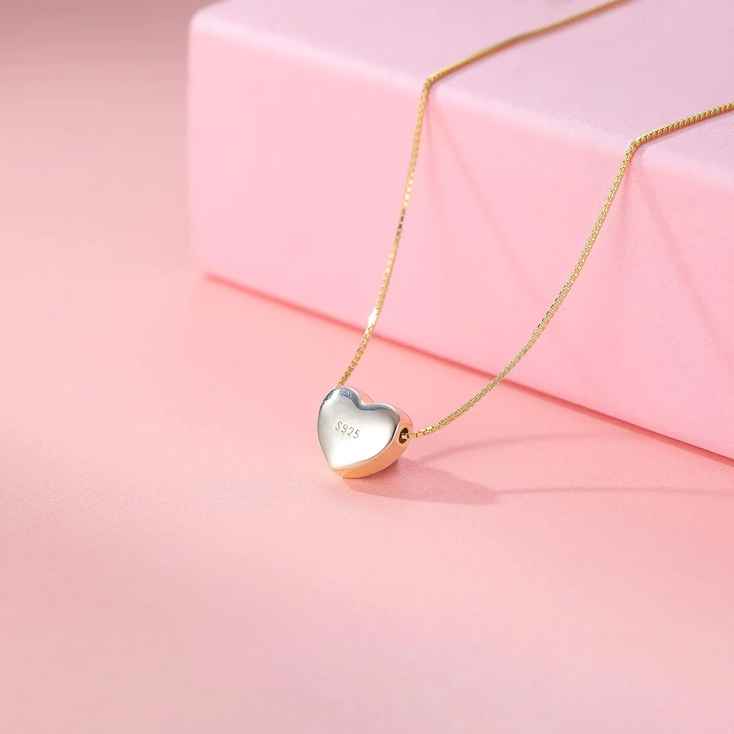 SLUYNZ Genuine 925 Sterling Silver Tiny Love Heart Pendant Necklace for Women Simple Sweet Heart Choker Necklace