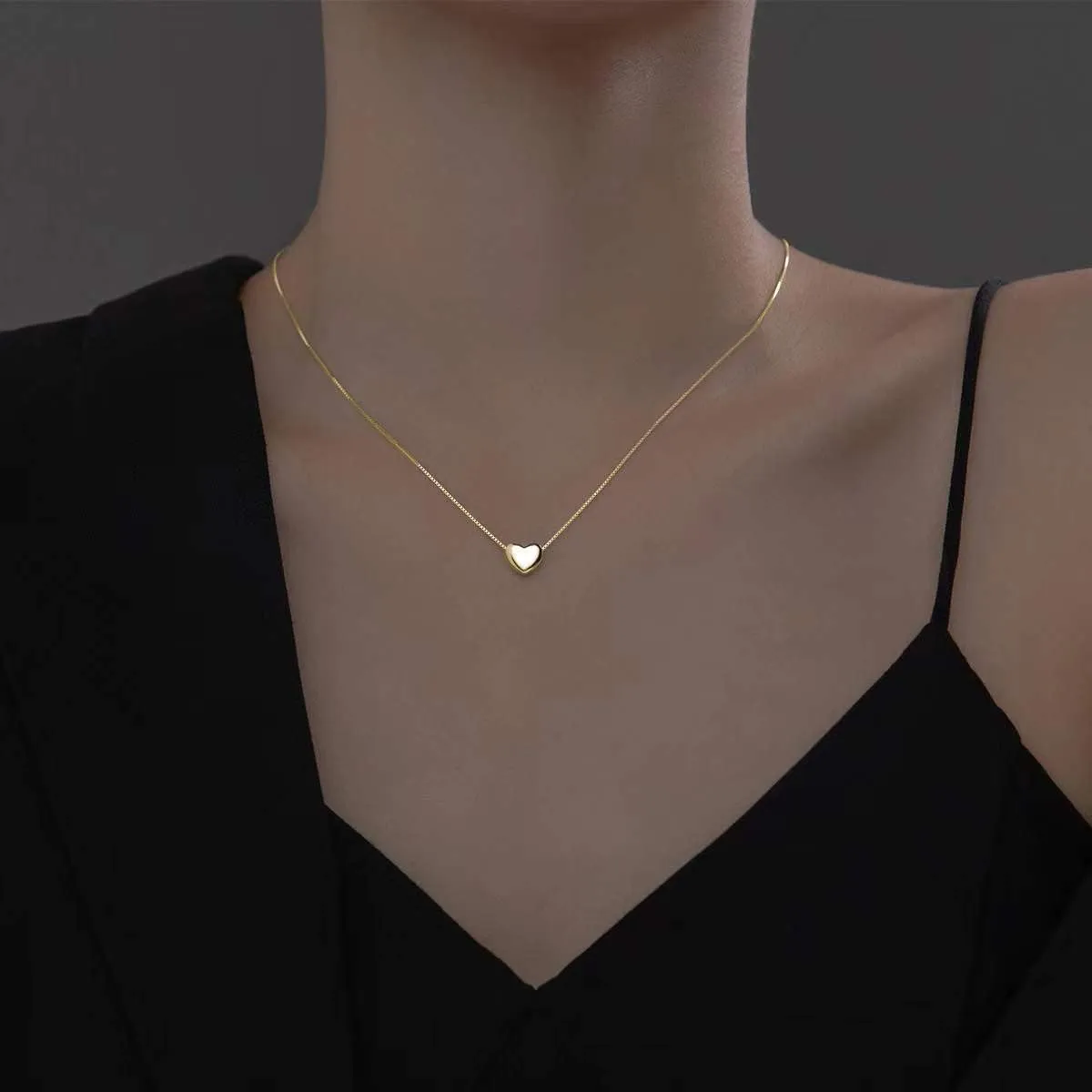 SLUYNZ Genuine 925 Sterling Silver Tiny Love Heart Pendant Necklace for Women Simple Sweet Heart Choker Necklace