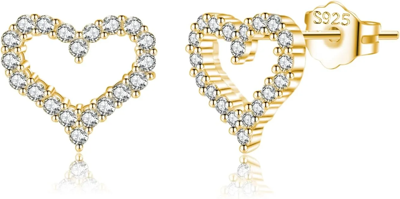 SLUYNZ Solid 925 Sterling Silver CZ Heart Earrings Stud for Women Teens Small Heart Stud Earrings Love