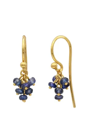 Small Blue Sapphire Tassel Drop Earrings