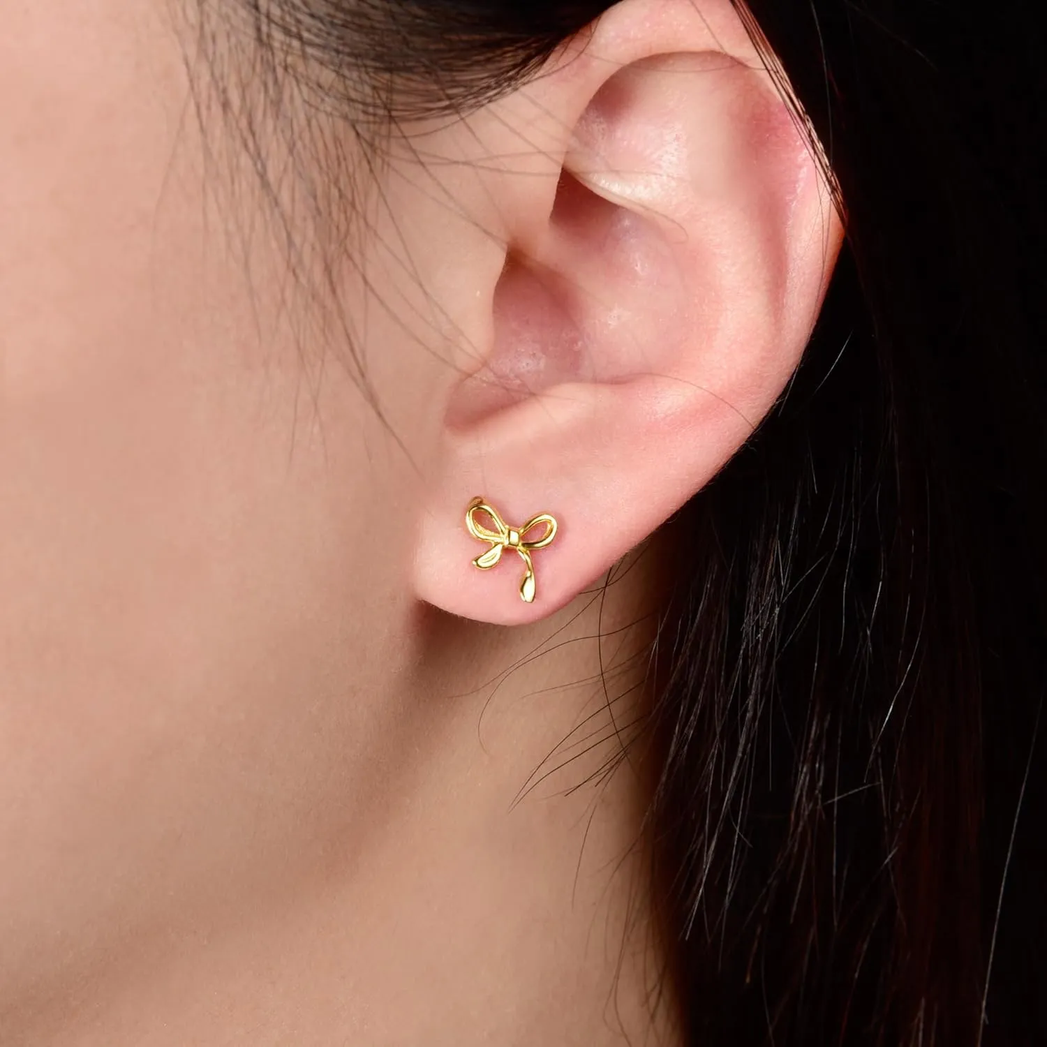 Small Bow Earrings for Women Cute Silver Gold Stud Earrings Simple Minimalist Small Dainty Earrings
