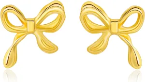 Small Bow Earrings for Women Cute Silver Gold Stud Earrings Simple Minimalist Small Dainty Earrings
