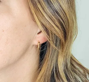 Small Gold Bead Bubble Hoop Huggie Earrings for Women, Dainty 18k Gold Plated Hoops, Minimalist Gold Lightweight Hypoallergenic Hoops, Earrings for Girls Children Toddler