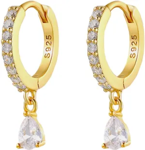 Small Gold Hoop Earrings 14K Gold Plated Huggie Hoop Earrings for Women 1 Pair Dangle Hoop Earrings Hypoallergenic Dainty Drop Gold Earrings Hoops for Women Girls Jewelry Gift