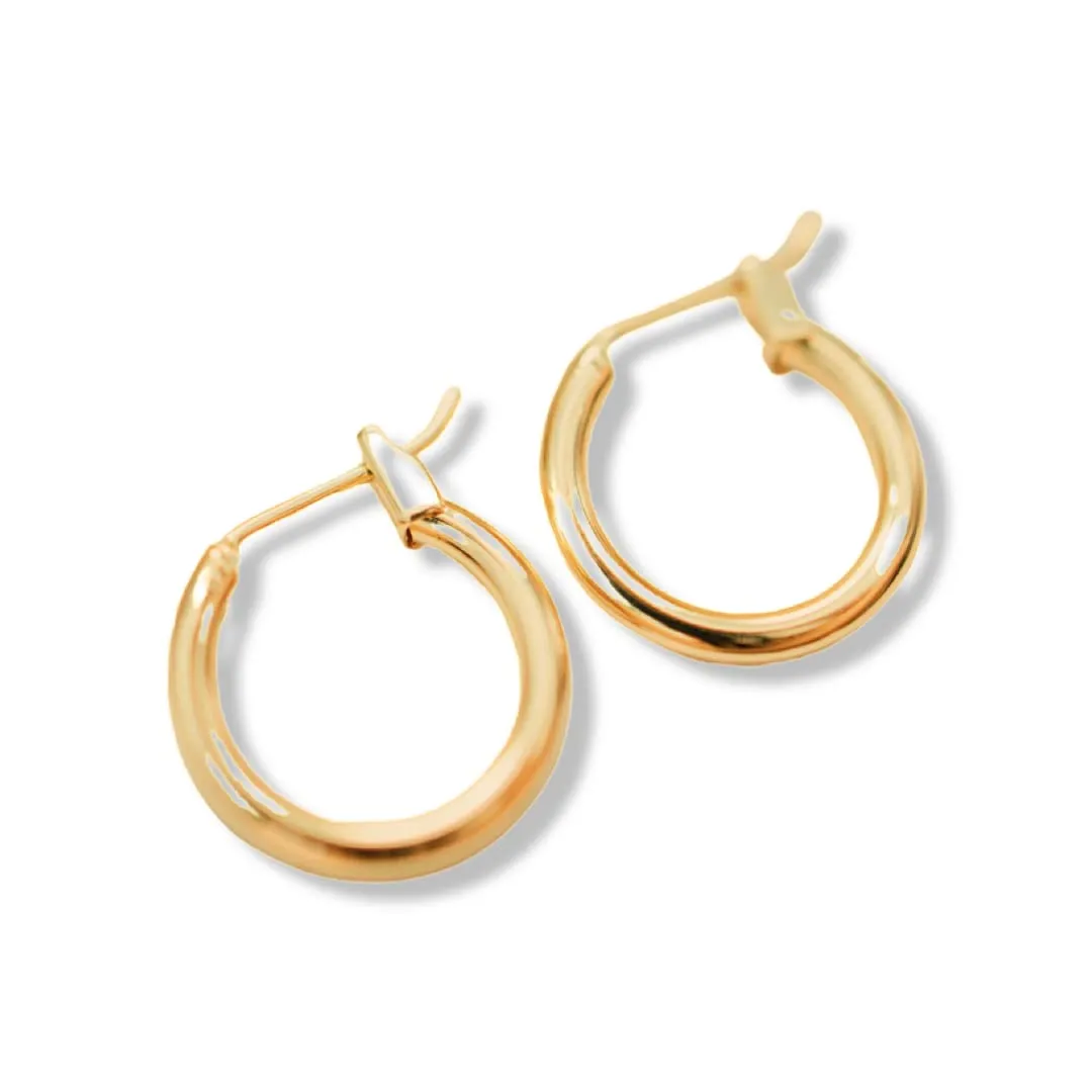 Small Gold Hoop Earrrings for Women, Dainty Trendy Real Gold Plated Hoops, Minimalist Gold Lightweight Hypoallergenic Hoops, Jewelry Gift for Women