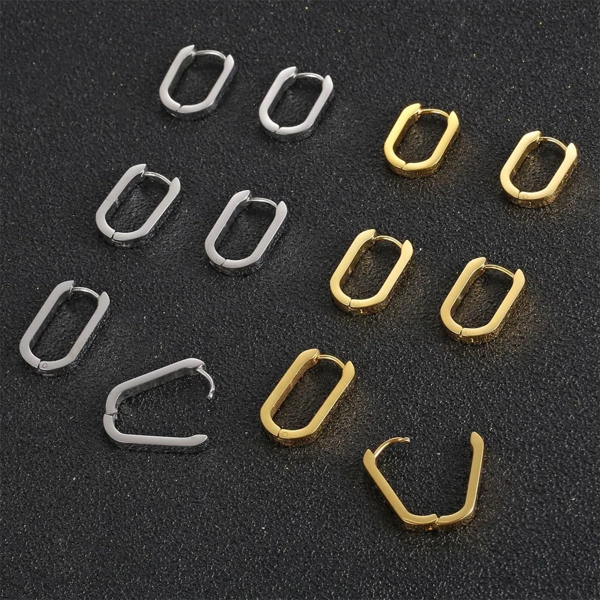 Small Square Hoop Earrings Minimalist Rectangle Dangle Earrings Sterling Silver Gold Geometric Chunky Earrings for Men Women
