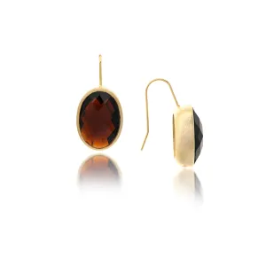 Smokey Oval Bezel Drop Earrings - Closeout