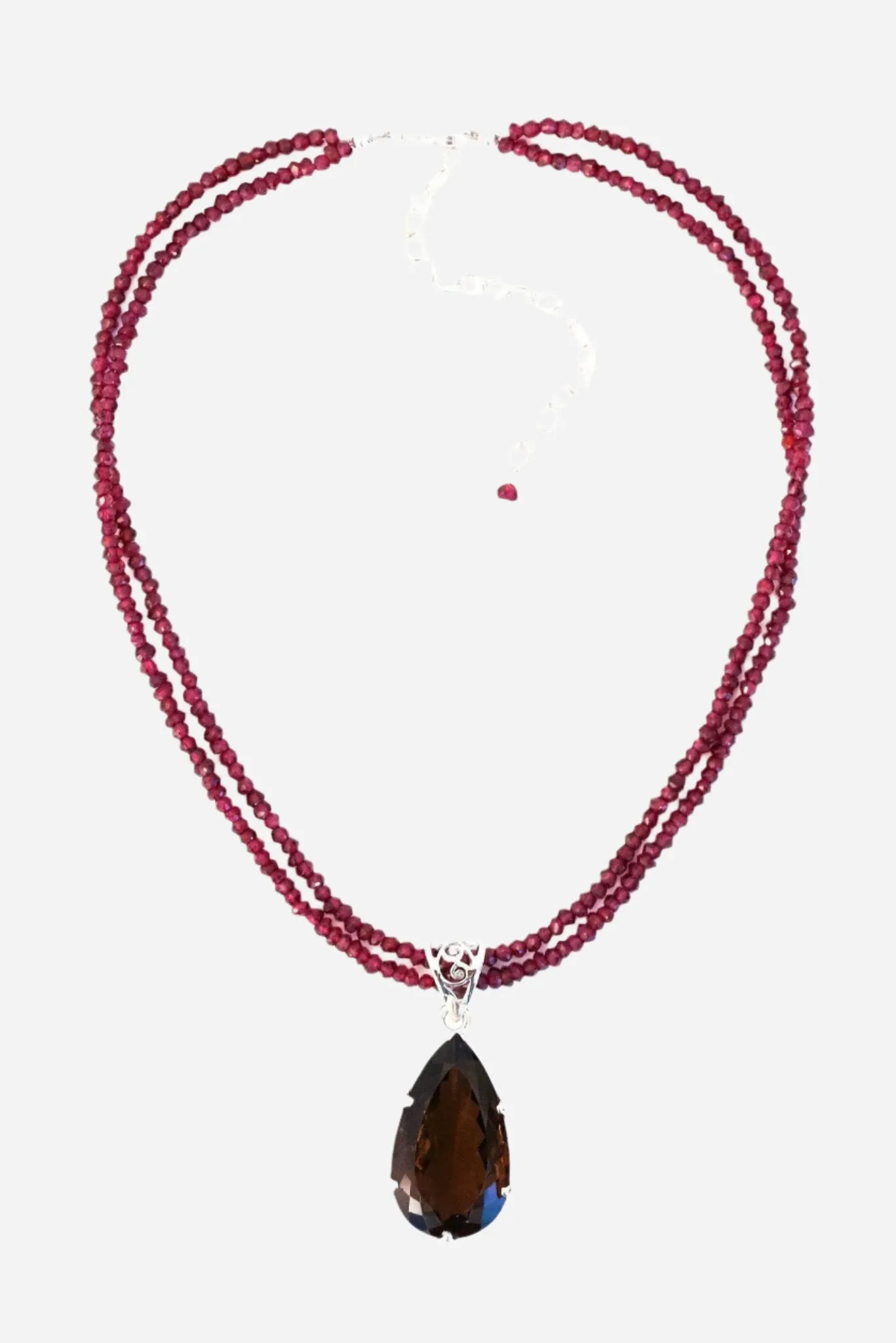 Smoky Topaz on Garnet Pendant