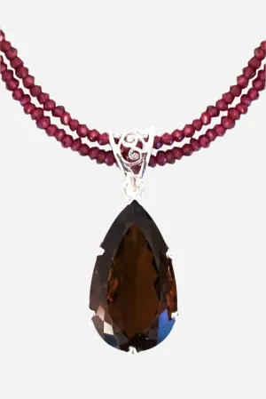 Smoky Topaz on Garnet Pendant