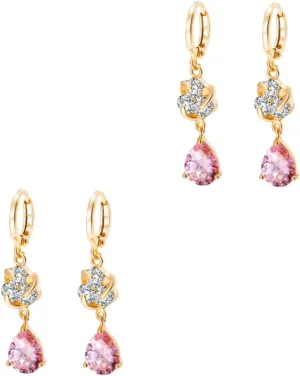 SOIMISS 2 Pairs pink earrings womens earrings post earrings for women earrings for women orrous zircon ear rings women simple earrings women zircon earrings Simple and stylish Miss