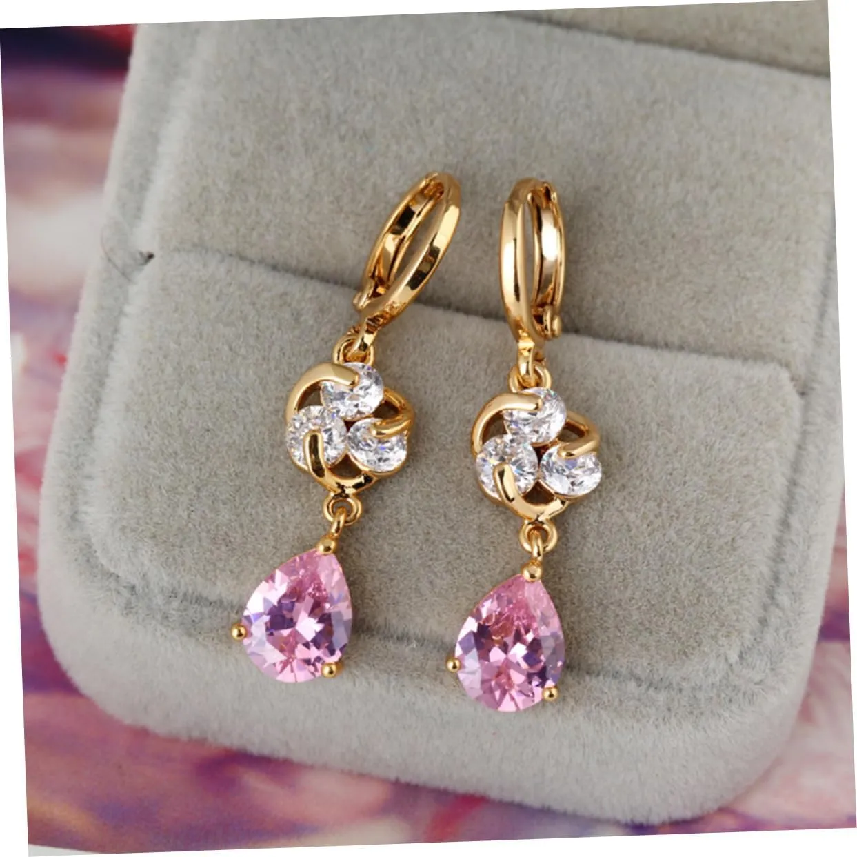 SOIMISS 2 Pairs pink earrings womens earrings post earrings for women earrings for women orrous zircon ear rings women simple earrings women zircon earrings Simple and stylish Miss