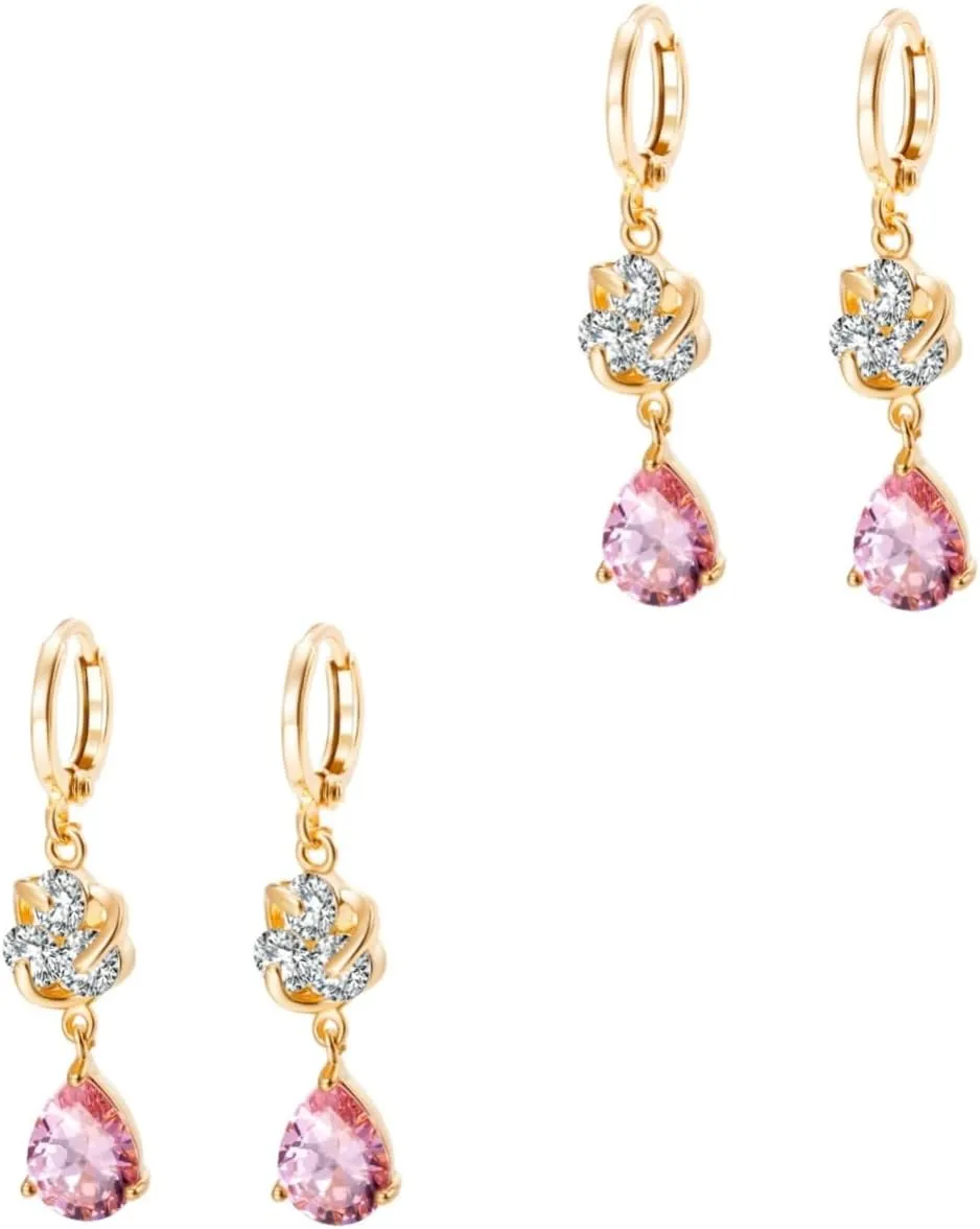 SOIMISS 2 Pairs pink earrings womens earrings post earrings for women earrings for women orrous zircon ear rings women simple earrings women zircon earrings Simple and stylish Miss