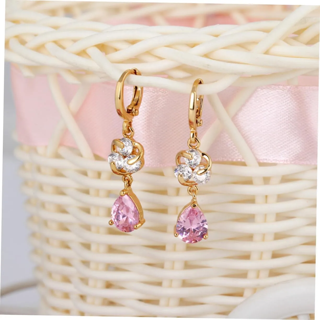 SOIMISS 2 Pairs pink earrings womens earrings post earrings for women earrings for women orrous zircon ear rings women simple earrings women zircon earrings Simple and stylish Miss