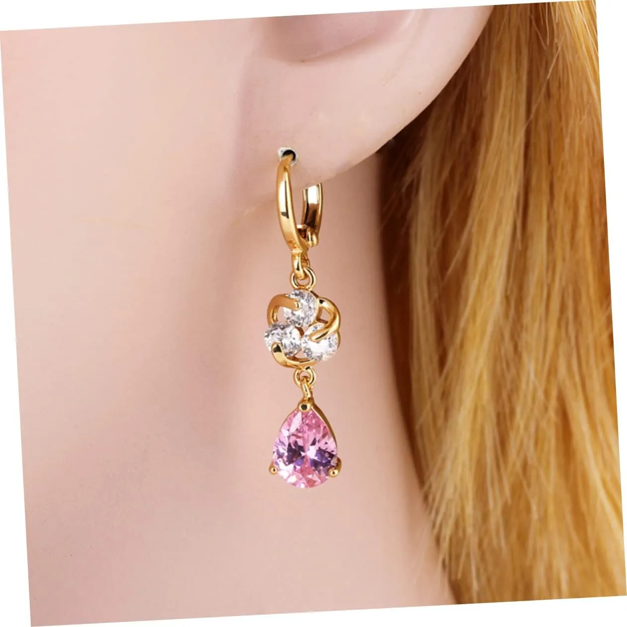 SOIMISS 2 Pairs pink earrings womens earrings post earrings for women earrings for women orrous zircon ear rings women simple earrings women zircon earrings Simple and stylish Miss